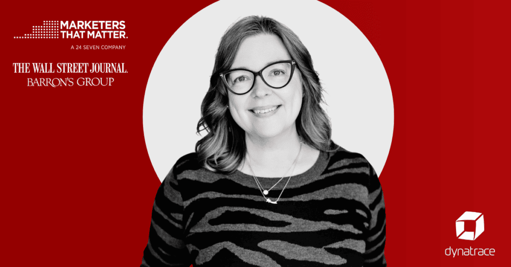 Graphic shows headshot of Michelle Vaughan, VP of Growth Marketing at Dynatrace